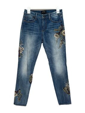 Driftwood Jackie Embroidered
Floral Skinny Jeans Anthropologie Size 27 Boho